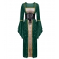 2025 Gold Velvet Trumpet Sleeve Retro Medieval European Court Long Floor-Length Skirt