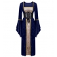 2025 Gold Velvet Trumpet Sleeve Retro Medieval European Court Long Floor-Length Skirt