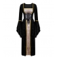 2025 Gold Velvet Trumpet Sleeve Retro Medieval European Court Long Floor-Length Skirt