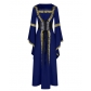 2025 European and American medieval retro hooded dress square neck tie trumpet sleeves big swing skirt