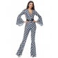 80s retro-style diamond-patterned disco costume/outfit for Halloween and hippie-themed parties