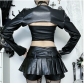 Dark detachable chain leather jacket 2025 new gothic style street style punk leather jacket