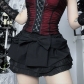2026 Dark-themed Red Patchwork Mesh Bow Accordion Cake Skirt