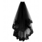 Black veil, short lace headdress, ghost bride wedding dress, witch Halloween party photo veil