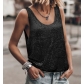 Summer New European and American Cross-border Women's Fashionable and Unique Street Style Sequined Top Round Neck Sleeveless Loose Party Vest