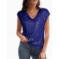 2026 Hot Selling Sequin V-Neck Top for Women, Summer European and American Style Fashion Sequin Vest