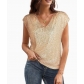 2026 Hot Selling Sequin V-Neck Top for Women, Summer European and American Style Fashion Sequin Vest
