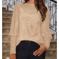 New European and American style loose-fitting long-sleeved sequined round neck T-shirt for women.