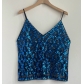 European and American style heavy sequined camisole V-neck new women's high-end vest, sexy inner and outer wear short sleeveless top