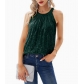 2026 Summer European and American New Style Solid Color Halter Neck Women's Sequined Slightly Elastic Camisole Sequin Vest