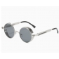 Hot-selling steampunk metal sunglasses, retro metal frame sunglasses, round thick frame, spring temples.