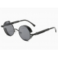 Hot-selling steampunk metal sunglasses, retro metal frame sunglasses, round thick frame, spring temples.
