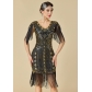 Sequined short-sleeved evening dress, 1920s vintage Gatsby ball dress, tassel plus size dress