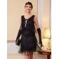1920s Retro Gatsby Ball Sequined Dress Vest Round Neck Plus Size Beaded Tassel Dress