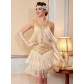 1920s Retro Gatsby Ball Sequined Dress Vest Round Neck Plus Size Beaded Tassel Dress