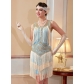 1920s Retro Gatsby Ball Sequined Dress Vest Round Neck Plus Size Beaded Tassel Dress