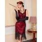 1920s Retro Gatsby Ball Sequined Dress Vest Round Neck Plus Size Beaded Tassel Dress
