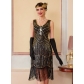 1920s Retro Gatsby Ball Sequined Dress Vest Round Neck Plus Size Beaded Tassel Dress