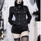 Dark-themed high-neck retro jacket with metal buckles, new 2026 gothic style jacket.