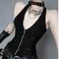 Dark-themed Jennie-inspired tank top, 2026 new gothic style sexy hot girl top for women.