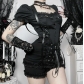 Dark-themed basic stretch bodycon overalls shorts, 2026 new gothic style trendy and versatile shorts.