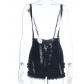 Dark-themed basic stretch bodycon overalls shorts, 2026 new gothic style trendy and versatile shorts.