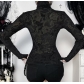 Dark-themed black flocked rhinestone top, 2026 new gothic style sexy black long-sleeved T-shirt for women.