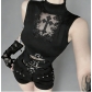 Dark-themed basic versatile sleeveless top, 2026 new gothic style hollowed-out cross top for women.