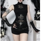 Dark-themed basic versatile sleeveless top, 2026 new gothic style hollowed-out cross top for women.