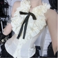 Dark retro ruffled collar vest, 2026 new gothic style butterfly sleeveless top for a sexy and alluring look.