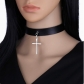 Hip-hop punk exquisite cross choker collar chain retro cross pendant necklace leather choker