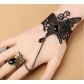 European and American retro court gothic butterfly flower lace bracelet with crystal setting and ring.