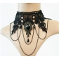 European and American style tassel pearl vintage necklace, black lace necklace, Halloween accessory