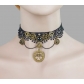 New European and American retro steam engine necklace with gear decoration, women's lace fashion party clavicle chain
