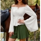 European and American style autumn new hot selling comfortable casual long-sleeved off-shoulder solid color top for women