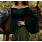 European and American style autumn new hot selling comfortable casual long-sleeved off-shoulder solid color top for women