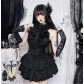 Dark retro high-neck sleeveless cake dress, 2026 new gothic style slim-fit punk short skirt for women.