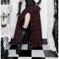 Dark-themed low-waisted high-slit plaid midi skirt, 2026 new gothic style sexy maxi skirt for women.