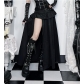 Dark-themed high-slit woven midi skirt, 2026 new gothic style, unique street fashion, versatile skirt.