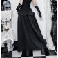 Dark-themed high-slit woven midi skirt, 2026 new gothic style, unique street fashion, versatile skirt.
