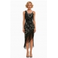 1920s Gatsby sequined tassel dress, European and American retro Latin dance performance costume, ballroom party dress.