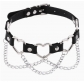 New punk street style linked heart chain clavicle chain choker with unique pin buckle leather necklace choker