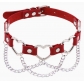New punk street style linked heart chain clavicle chain choker with unique pin buckle leather necklace choker