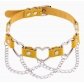 New punk street style linked heart chain clavicle chain choker with unique pin buckle leather necklace choker