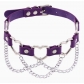 New punk street style linked heart chain clavicle chain choker with unique pin buckle leather necklace choker