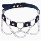 New punk street style linked heart chain clavicle chain choker with unique pin buckle leather necklace choker