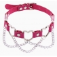New punk street style linked heart chain clavicle chain choker with unique pin buckle leather necklace choker