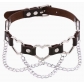 New punk street style linked heart chain clavicle chain choker with unique pin buckle leather necklace choker