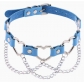 New punk street style linked heart chain clavicle chain choker with unique pin buckle leather necklace choker