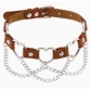 New punk street style linked heart chain clavicle chain choker with unique pin buckle leather necklace choker